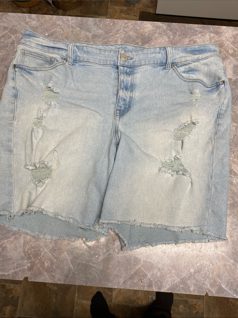 Maurices Light Blue Distressed Denim Shorts Size 20W